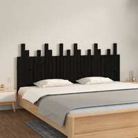  Wall Headboard Black 185 cm Solid Wood Pine