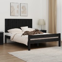  Wall Headboard Black 140 cm Solid Wood Pine