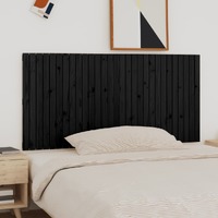 Wall Headboard Black 185 cm Solid Wood Pine