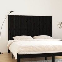  Wall Headboard Black 185 cm Solid Wood Pine