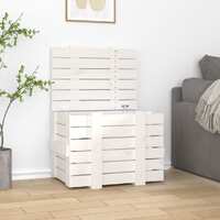  Storage Box White 58x40.5x42 cm Solid Wood Pine