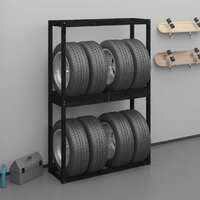  Tire Rack Black 120x40x180 cm Solid Wood Pine