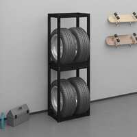  Tire Rack Black 63x40x180 cm Solid Wood Pine