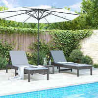  Sun Loungers 2 pcs Grey 199.5x60x74 cm Solid Wood Pine