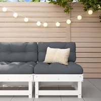  Middle Sofa with Cushions White Solid Wood Pine