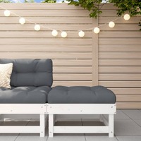  Garden Footstool with Cushion White Solid Wood Pine