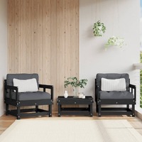  Garden Chairs with Cushions 2 pcs Black Solid Wood Pine