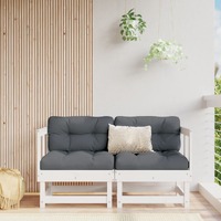  Corner Sofas with Cushions 2 pcs White Solid Wood Pine