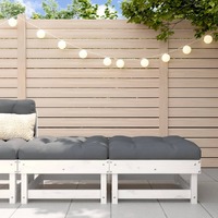  Garden Footstools with Cushions 2pcs White Solid Wood Pine
