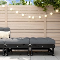  Garden Footstools with Cushions 2pcs Black Solid Wood Pine