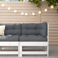  Corner Sofa with Cushions White Solid Wood Pine
