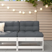  Middle Sofa with Cushions White Solid Wood Pine