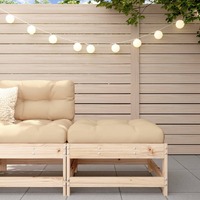  Garden Footstool with Cushion Solid Wood Pine