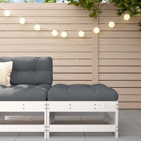  Garden Footstool with Cushion White Solid Wood Pine