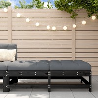  Garden Footstools with Cushions 2pcs Black Solid Wood Pine