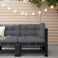  Corner Sofa with Cushions Black Solid Wood Pine