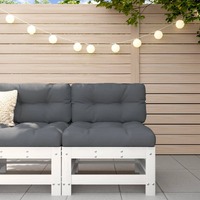  Middle Sofa with Cushions White Solid Wood Pine
