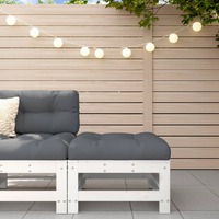  Garden Footstool with Cushion White Solid Wood Pine