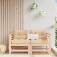  Corner Sofas with Cushions 2 pcs Solid Wood Pine