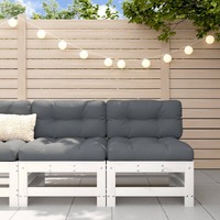  Middle Sofas with Cushions 2 pcs White Solid Wood Pine