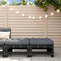  Garden Footstools with Cushions 2pcs Black Solid Wood Pine