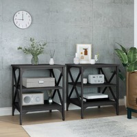  Side Tables 2 pcs Black 40x42x50 cm Engineered Wood