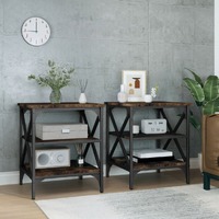  Side Tables 2 pcs Smoked Oak 40x42x50 cm Engineered Wood