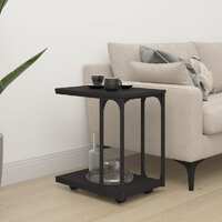  Side Table with Wheels Black 50x35x55.5cm Engineered Wood