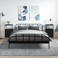  Bedside Cabinets 2 pcs Black 41x31x80 cm Engineered Wood