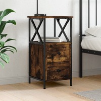  Bedside Cabinet Smoked Oak 34x35.5x70 cm Engineered Wood