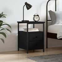  Bedside Cabinet Black 34x35.5x50 cm Engineered Wood
