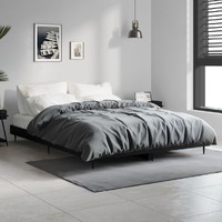  Bed Frame without Mattress Black 135x190 cm Engineered Wood