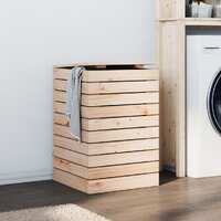  Laundry Basket 44x44x66 cm Solid Wood Pine