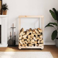  Log Holder with Wheels 76.5x40x108 cm Solid Wood Pine