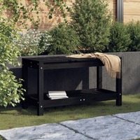  Garden Bench Black 82.5x35x45 cm Solid Wood Pine