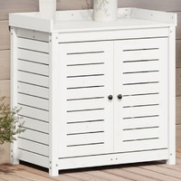  Potting Table with Shelves White 82.5x50x86.5 cm Solid Wood Pine