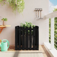  Garden Planter with Fence Design Black 70x70x70 cm Solid Wood Pine