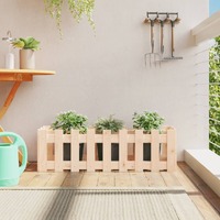  Garden Raised Bed with Fence Design 100x30x30 cm Solid Wood Pine
