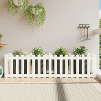  Garden Raised Bed with Fence Design White 200x50x50 cm Solid Wood Pine