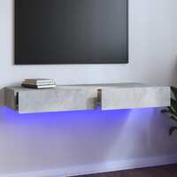  TV Cabinet with LED Lights Concrete Grey 120x35x15.5 cm