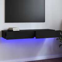  TV Cabinet with LED Lights High Gloss Black 120x35x15.5 cm