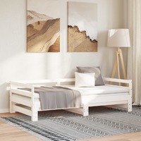  Pull-out Day Bed without Mattress White 2x(90x190) cm