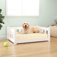 Dog Bed White 75.5x55.5x28 cm Solid Wood Pine