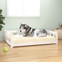  Dog Bed White 105.5x75.5x28 cm Solid Wood Pine