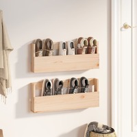  Wall-mounted Shoe Racks 2 pcs 59x9x23 cm Solid Wood Pine