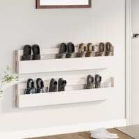  Wall-mounted Shoe Racks 2 pcs White 110x9x23 cm Solid Wood Pine