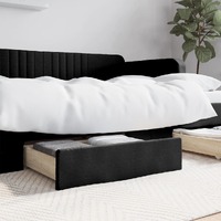  Bed Drawers 2 pcs Black Engineered Wood and Faux Leather
