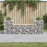  Garden Bench Gabion Design 183x41x60.5 cm Solid Wood Pine