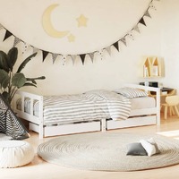  Kids Bed Frame with Drawers White 90x190 cm Solid Wood Pine