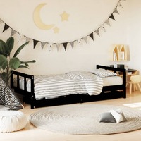  Kids Bed Frame with Drawers Black 90x190 cm Solid Wood Pine